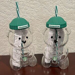 2PK 2026 Glass Starbucks Bearista Bear Cold Cup Holiday Limited Edition